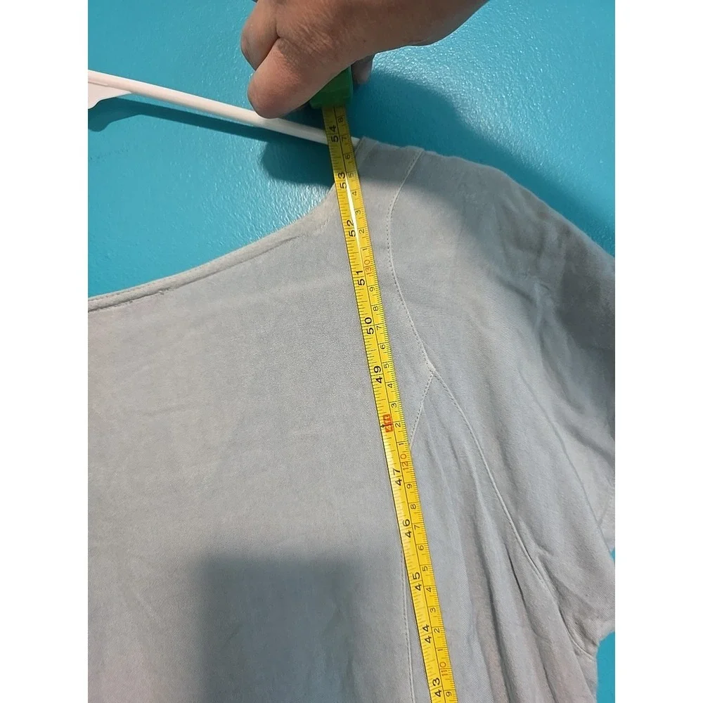 Vintage 1990s Sz Small Embroidered Maxi Dress Blue Sky Floral Tie Back Summer - Picture 9 of 10